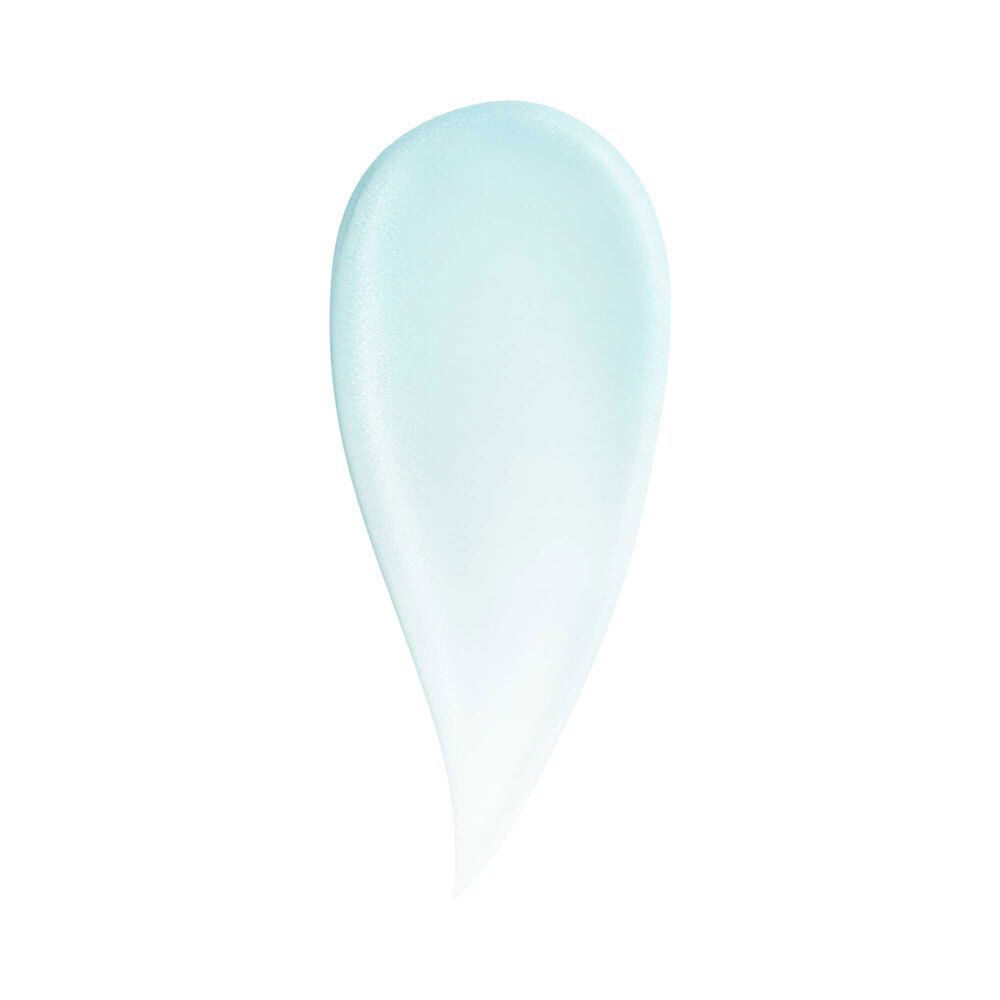 Goutte de gel bleu. En forme de goutte, lisse. Sur fond blanc.