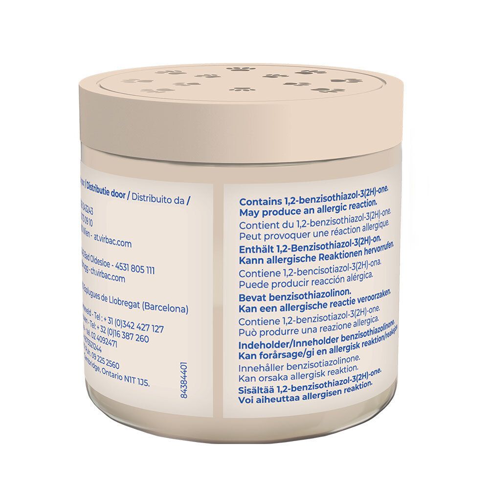 Côté du contenant Virbac Zenifel Gel Diffuseur avec avertissements et composition.