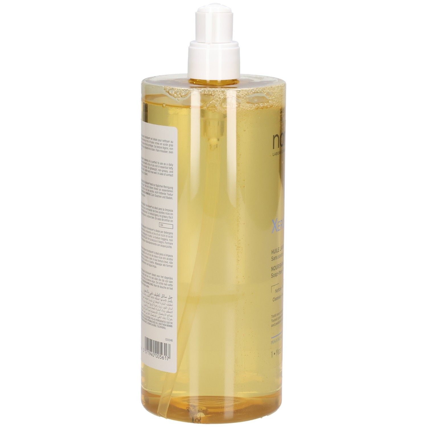 Dos Noreva Xerodiane Cera+ HLE huile lavante nutritive avec distributeur.