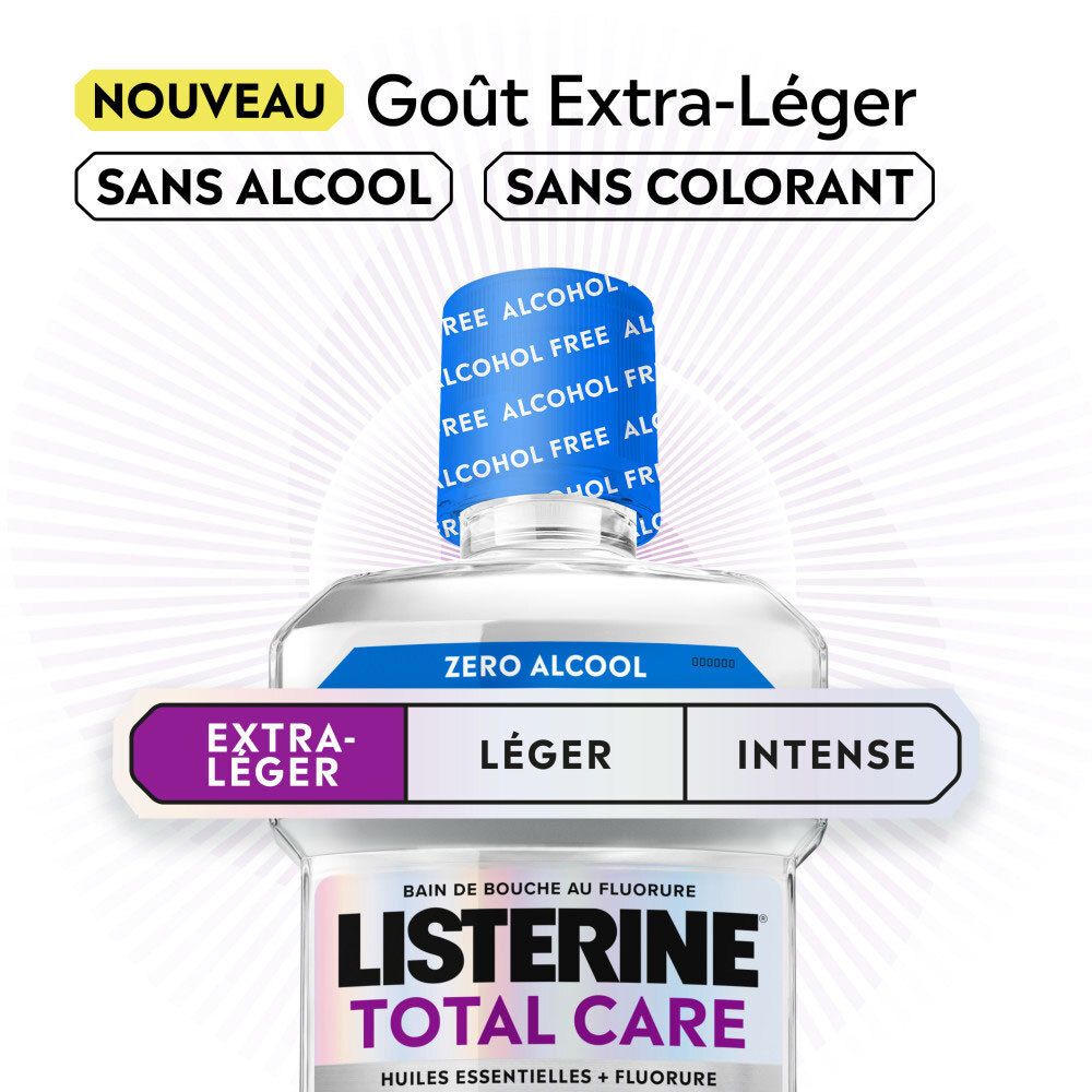 Bain de bouche LISTERINE Total Care, "Zéro Alcool", saveur "Extra-Léger".
