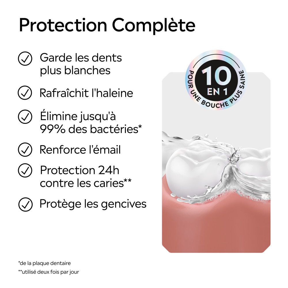 LISTERINE Total Care : Protège les gencives, renforce l'émail, combat les caries.