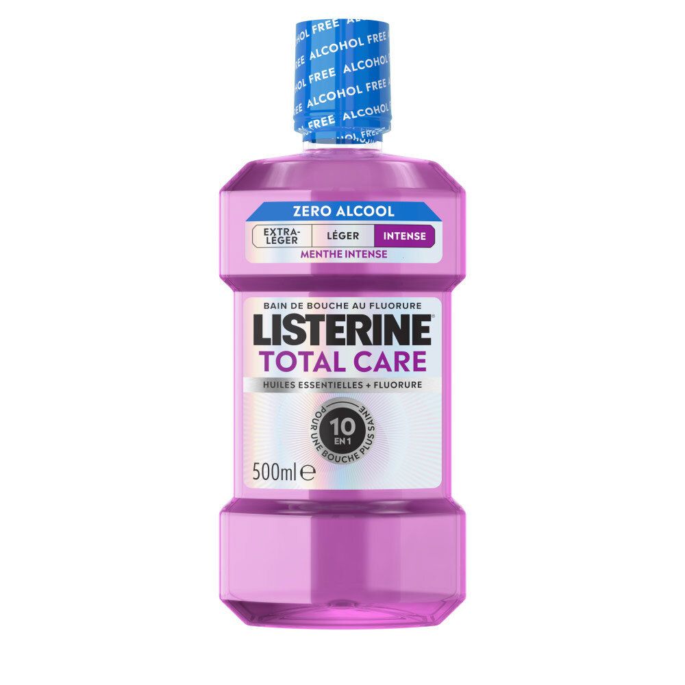 Bain de bouche Listerine Total Care, 500ml, violet, sans alcool.