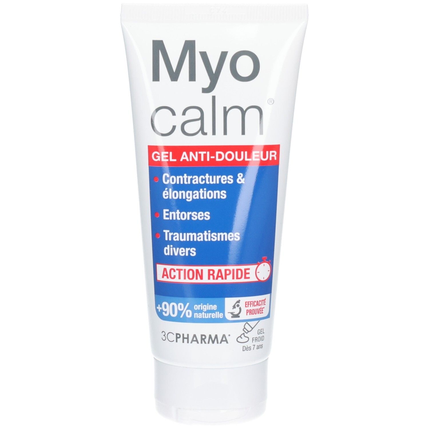 Tube Myo calm Gel Anti-Douleur. Pour contractures, élongations, entorses et traumatismes.