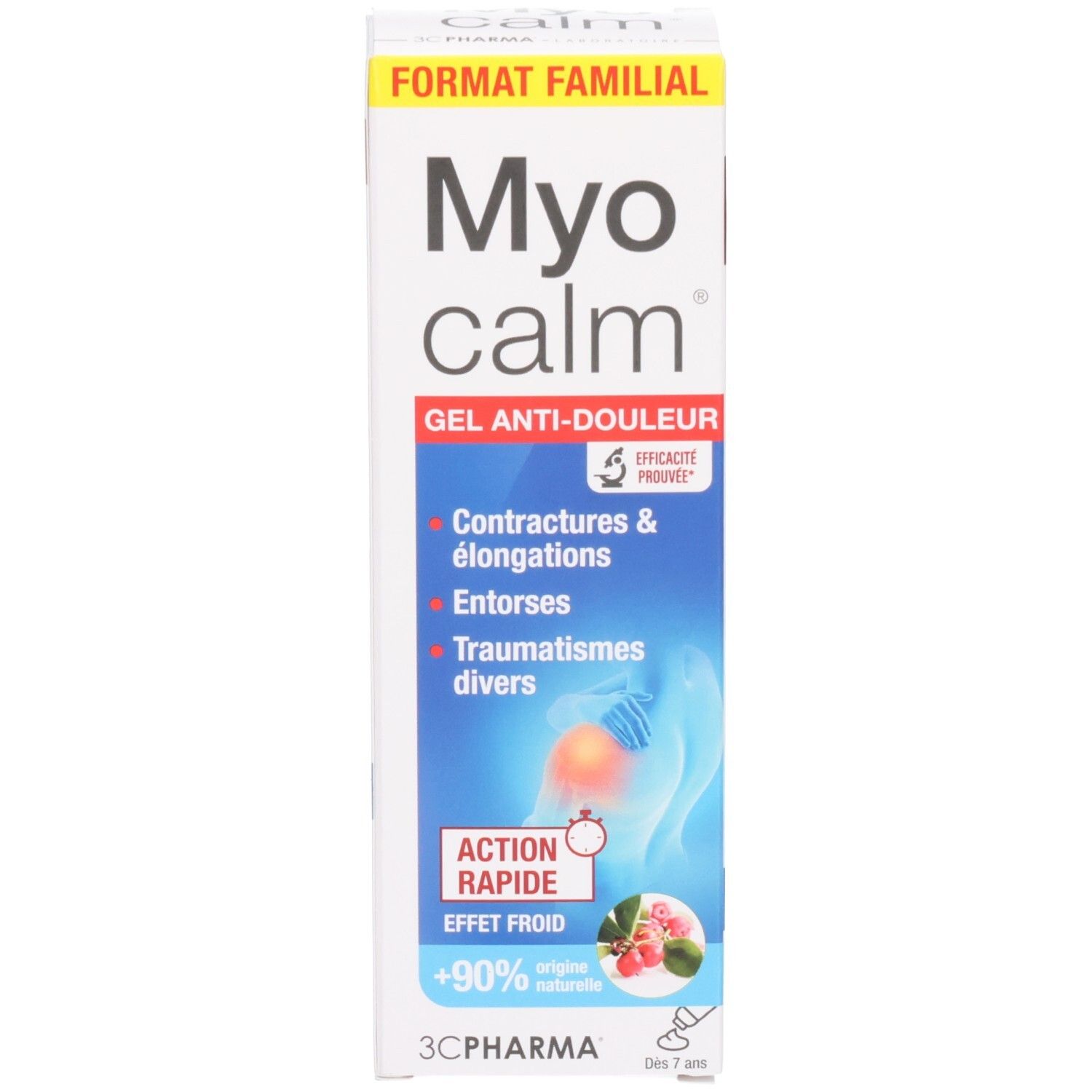 Boîte Myo calm Gel Anti-Douleur. Pour contractures, élongations, entorses et traumatismes.