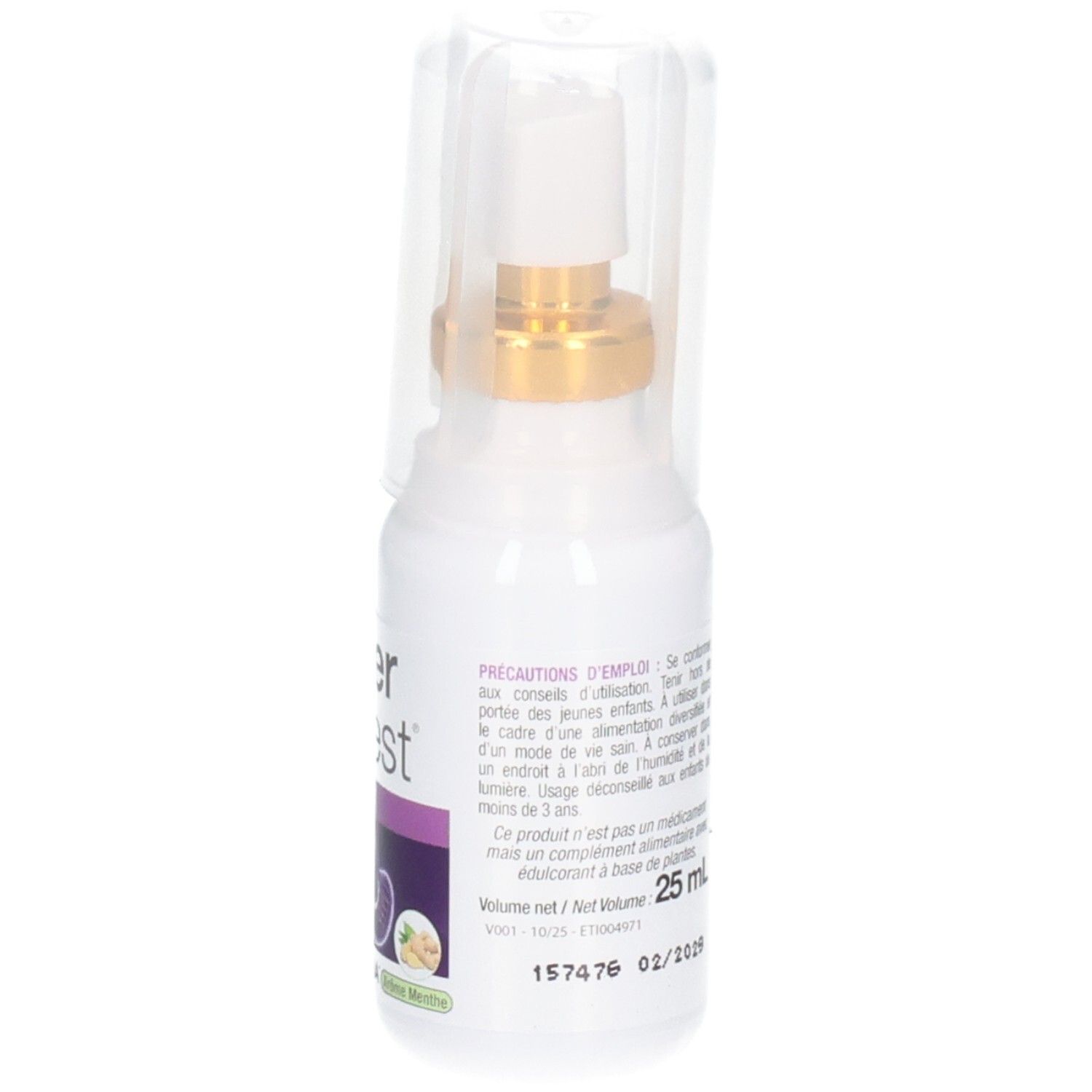 Vue détaillée du spray 3C Pharma Liberdigest Nausées avec numéro de lot et date de péremption.