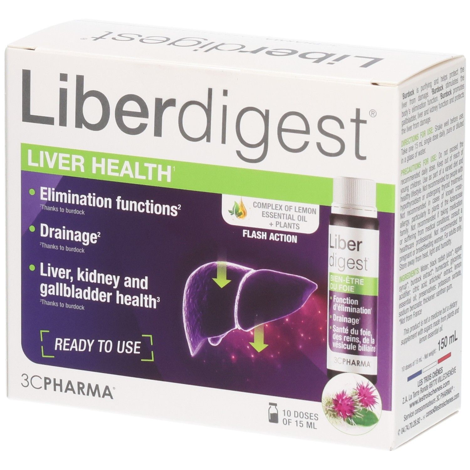 Boîte de Liberdigest Bien-être du foie, 10 doses de 15 ml.