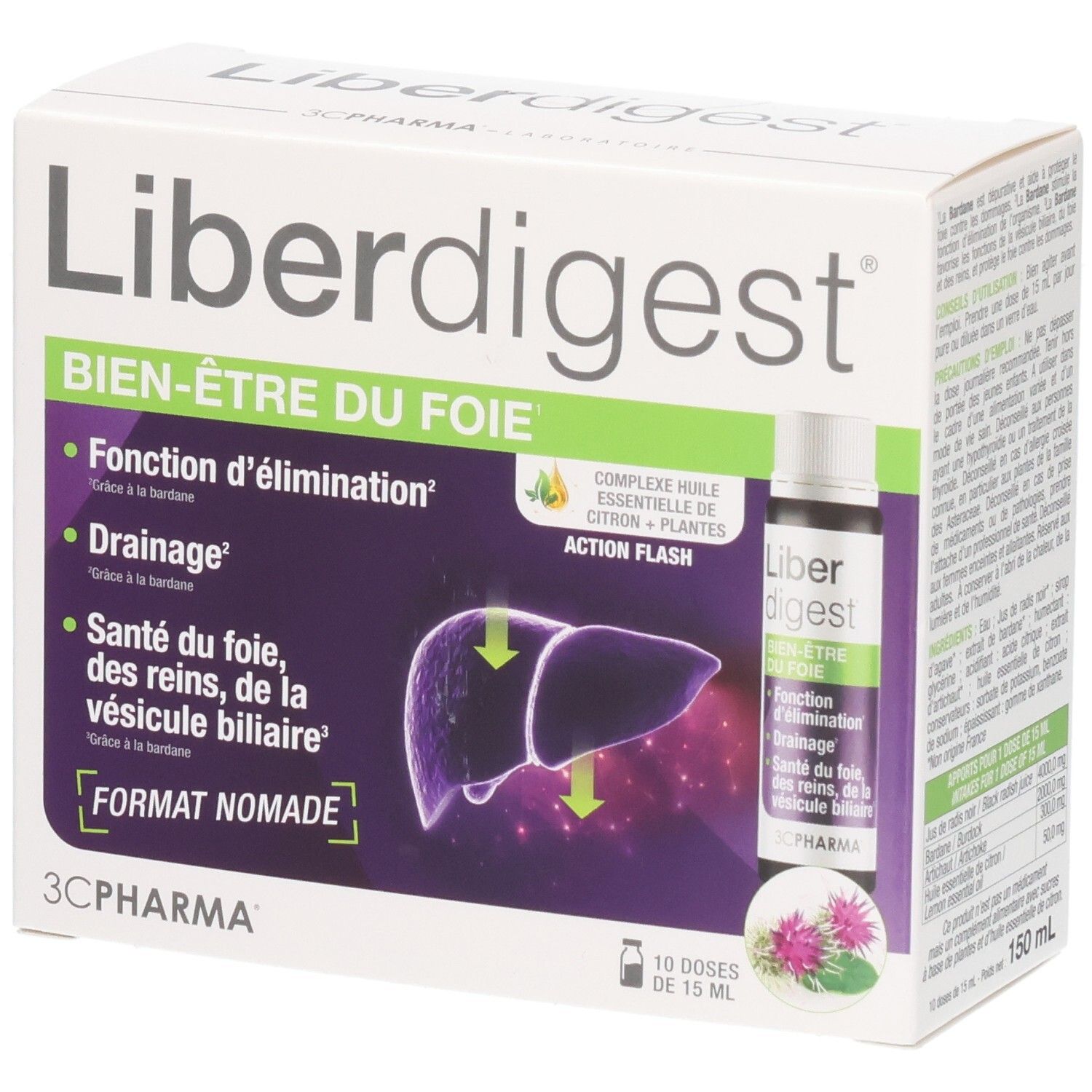 Boîte de Liberdigest Bien-être du foie, 10 doses de 15 ml.
