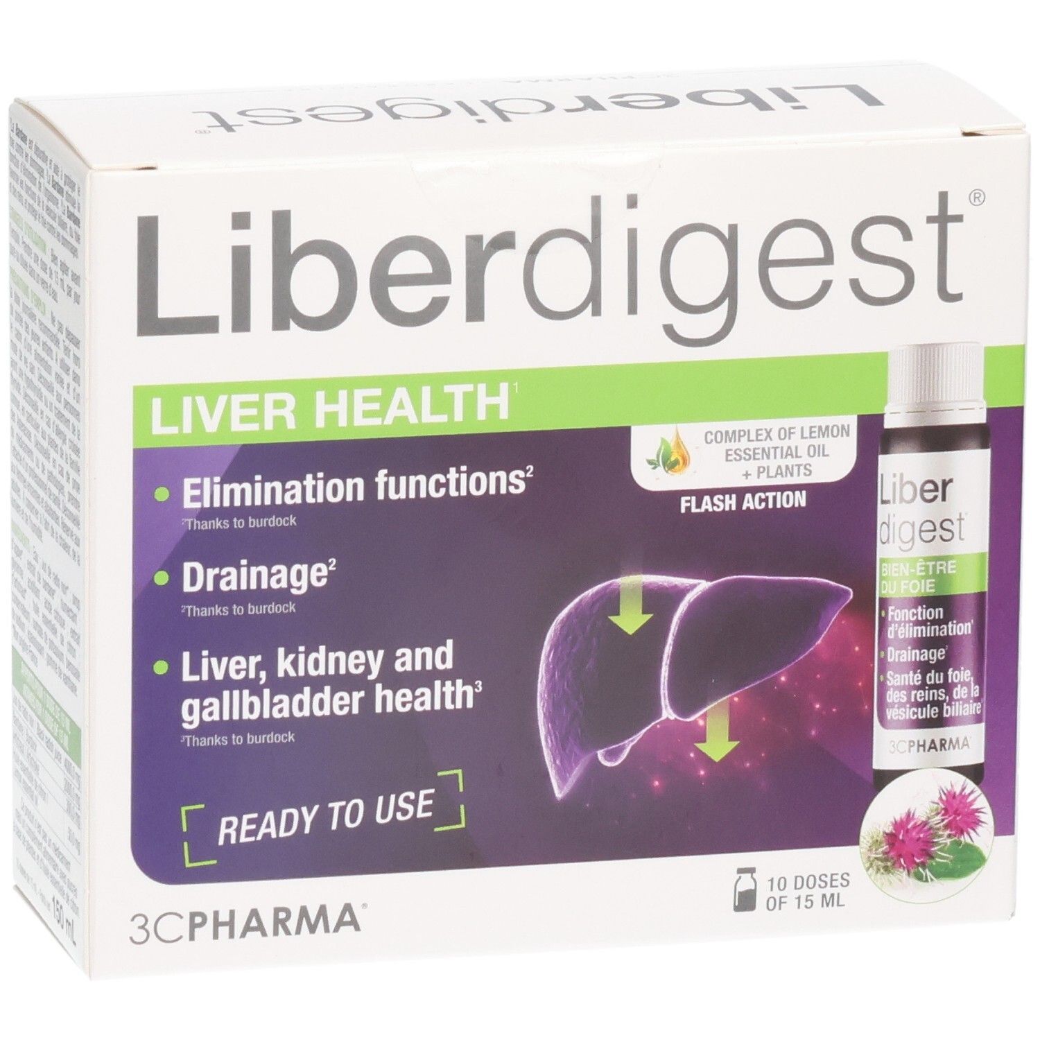 Boîte de Liberdigest Bien-être du foie, 10 doses de 15 ml.