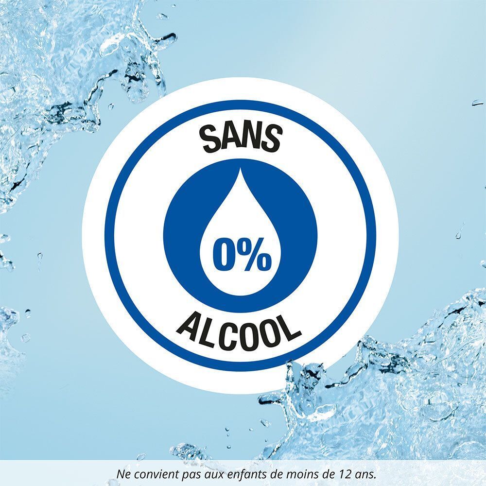 Logo rond : 0% alcool. Cercle bleu, goutte blanche. Texte : Sans alcool.