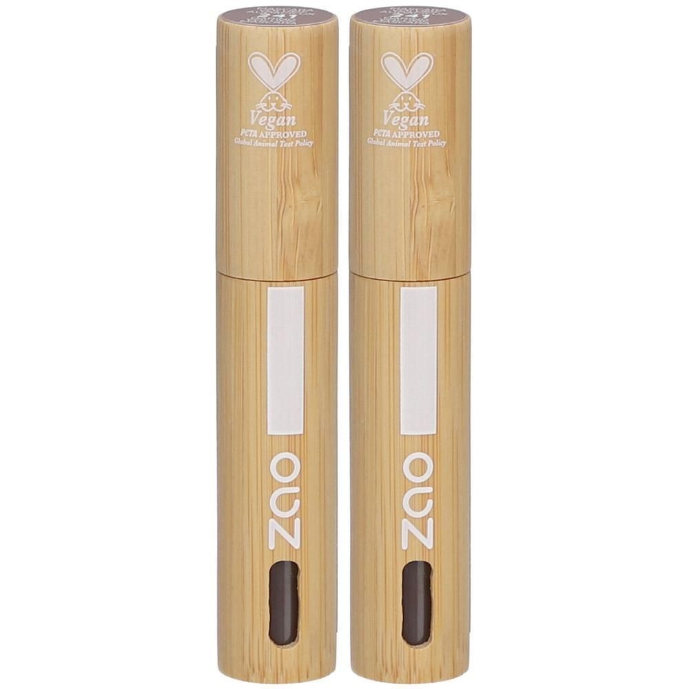 Deux mascaras en bambou. Inscription : Vegan, ZAO. Avec bande blanche et trait marron. Logo lapin.