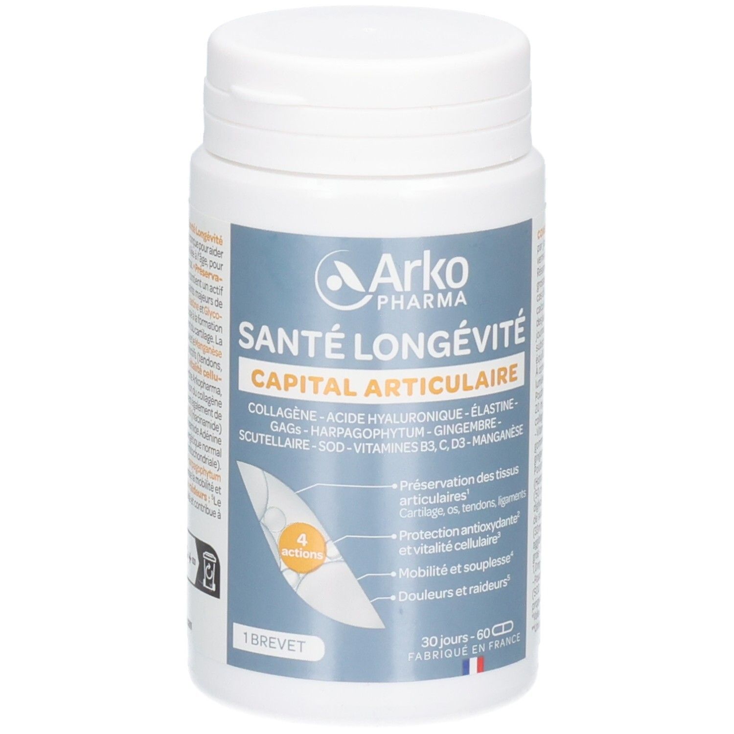 Flacon de gélules Arko Pharma Santé Longévité Capital Articulaire.