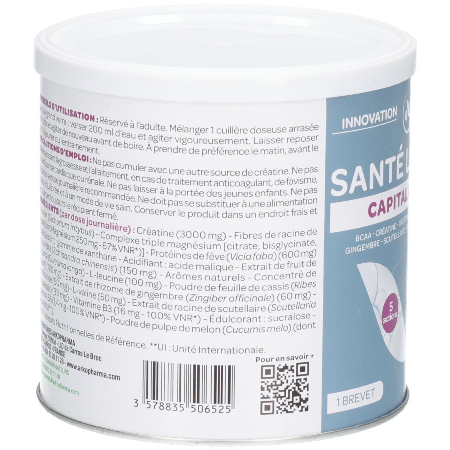 ArkoPharma Santé Longévité Capital Musculaire Dos avec liste d'ingrédients
