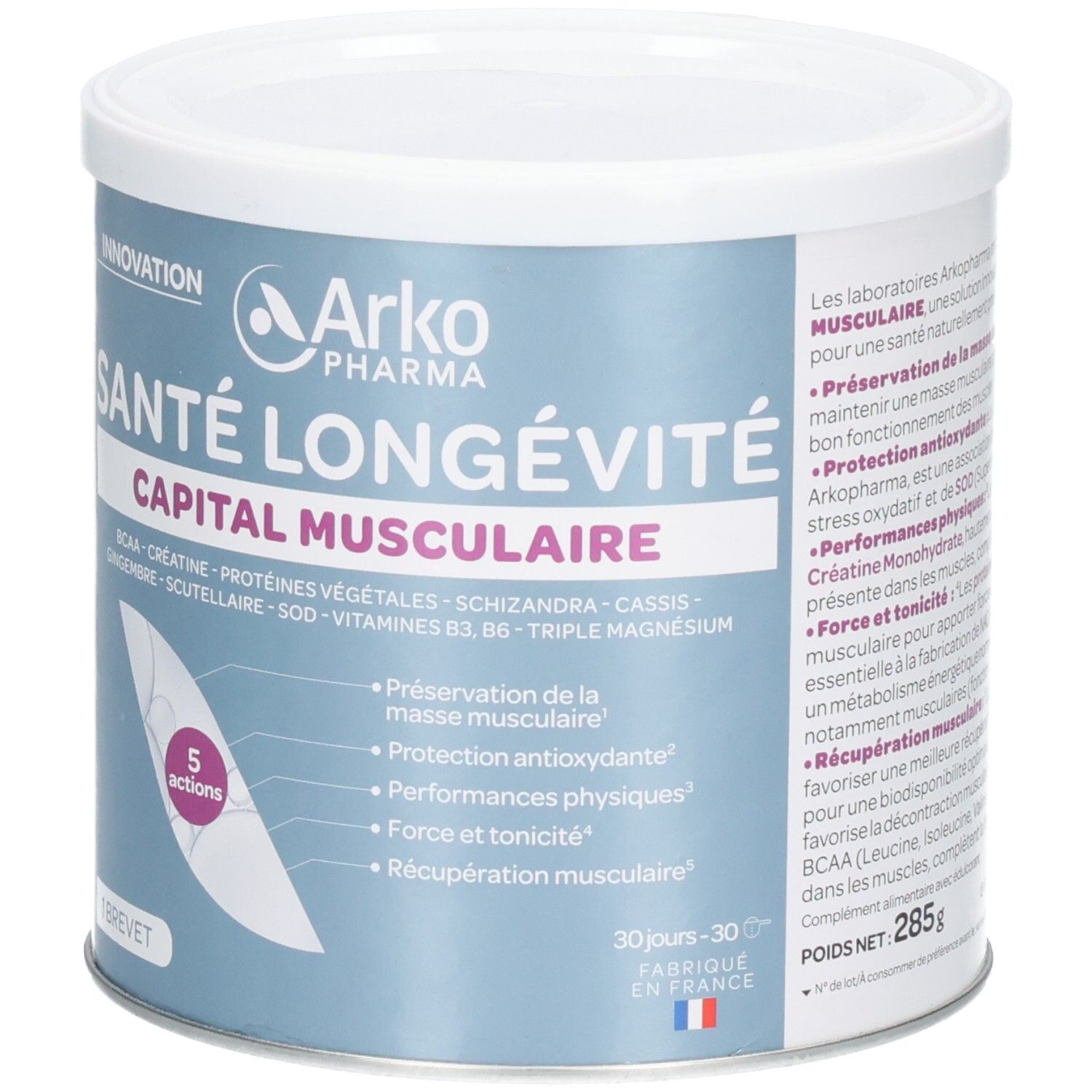 ArkoPharma Santé Longévité Capital Musculaire Boîte avec informations produit