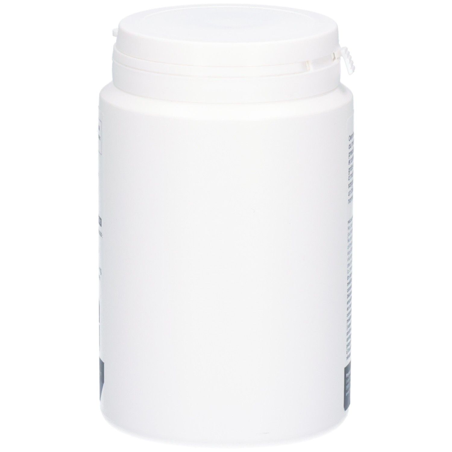 Côté d'un pot de gélules Oemine Arter blanc avec un couvercle blanc.