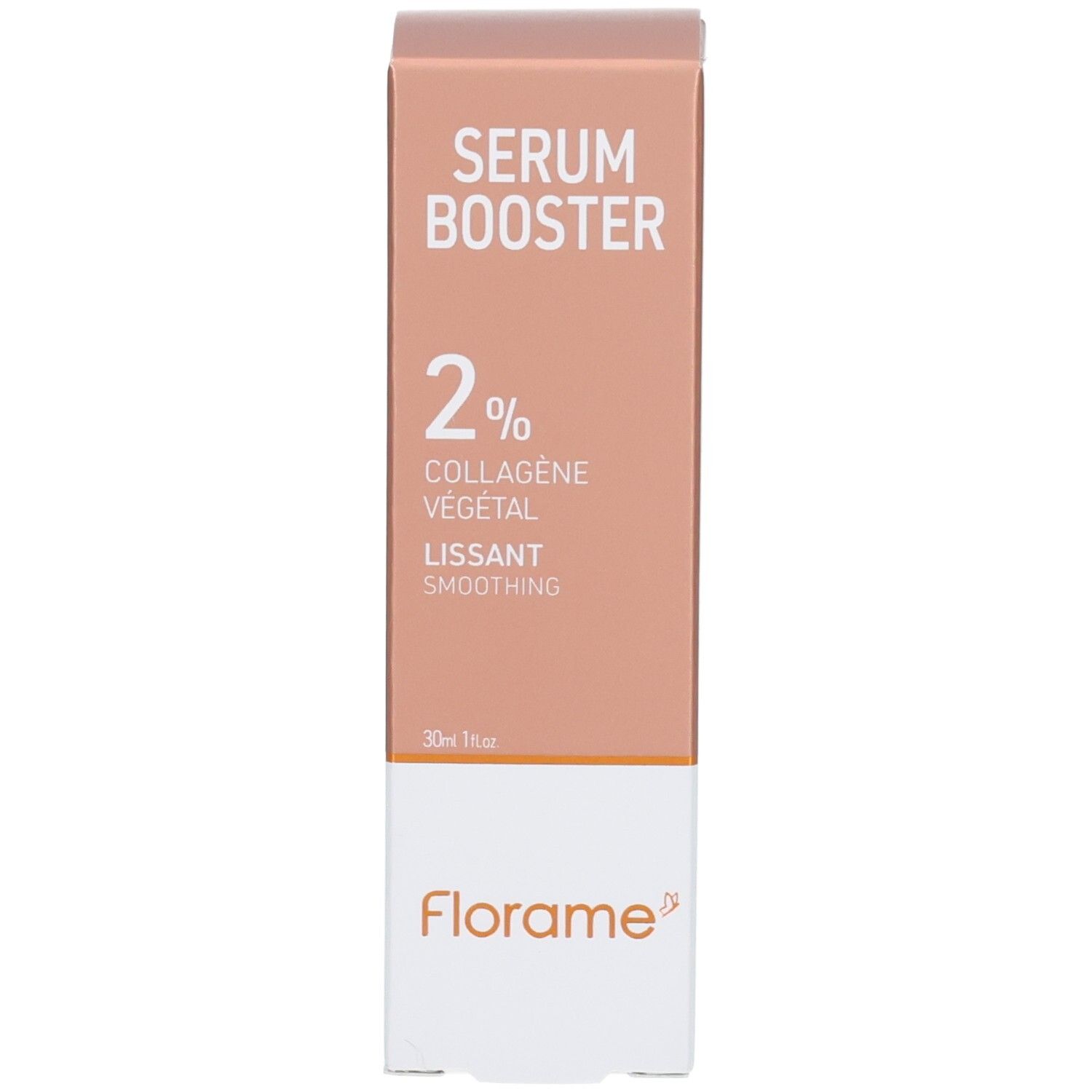 Boîte Florame Sérum Booster. Contient 2% de collagène végétal.