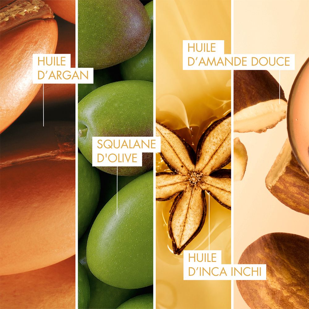 Ingrédients de l'Huile Sèche Extraordinaire L'Or Bio Melvita : Argan, Olive, Inca Inchi.