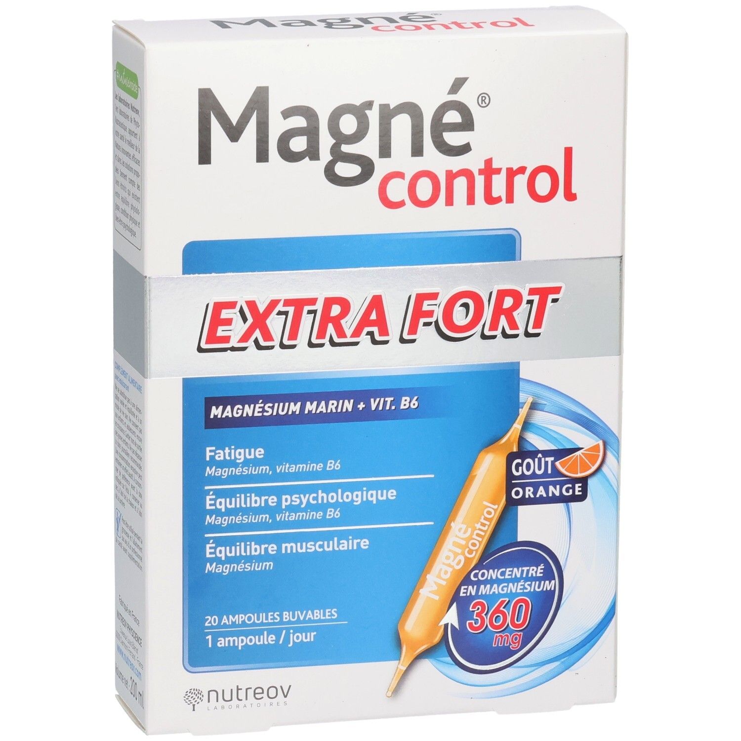 Boîte Nutreov Magné Control Extra Fort avec une ampoule, vue de face.