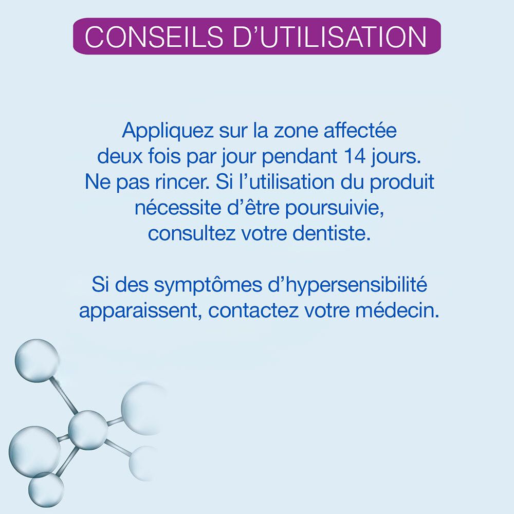 Instructions d'utilisation HYALUGEL Forte Perio Spray : Appliquer deux fois par jour. Ne pas rincer. Consulter un médecin en cas d'hypersensibilité.
