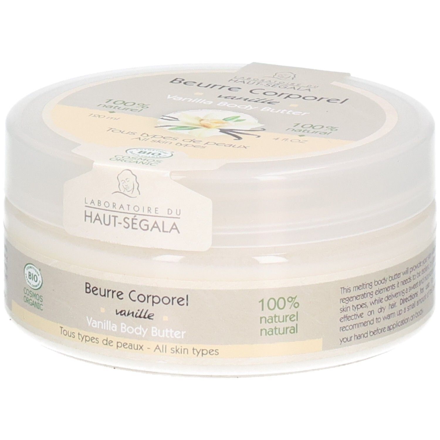 Laboratoire du Haut-Ségala Beurre corporel vanille, certifié BIO, 100% naturel.