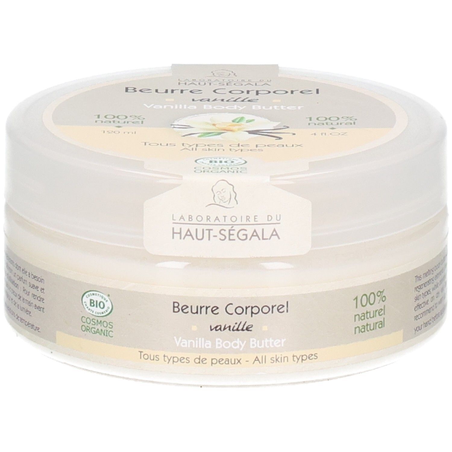 Laboratoire du Haut-Ségala Beurre corporel vanille, certifié BIO, avec fleur de vanille.