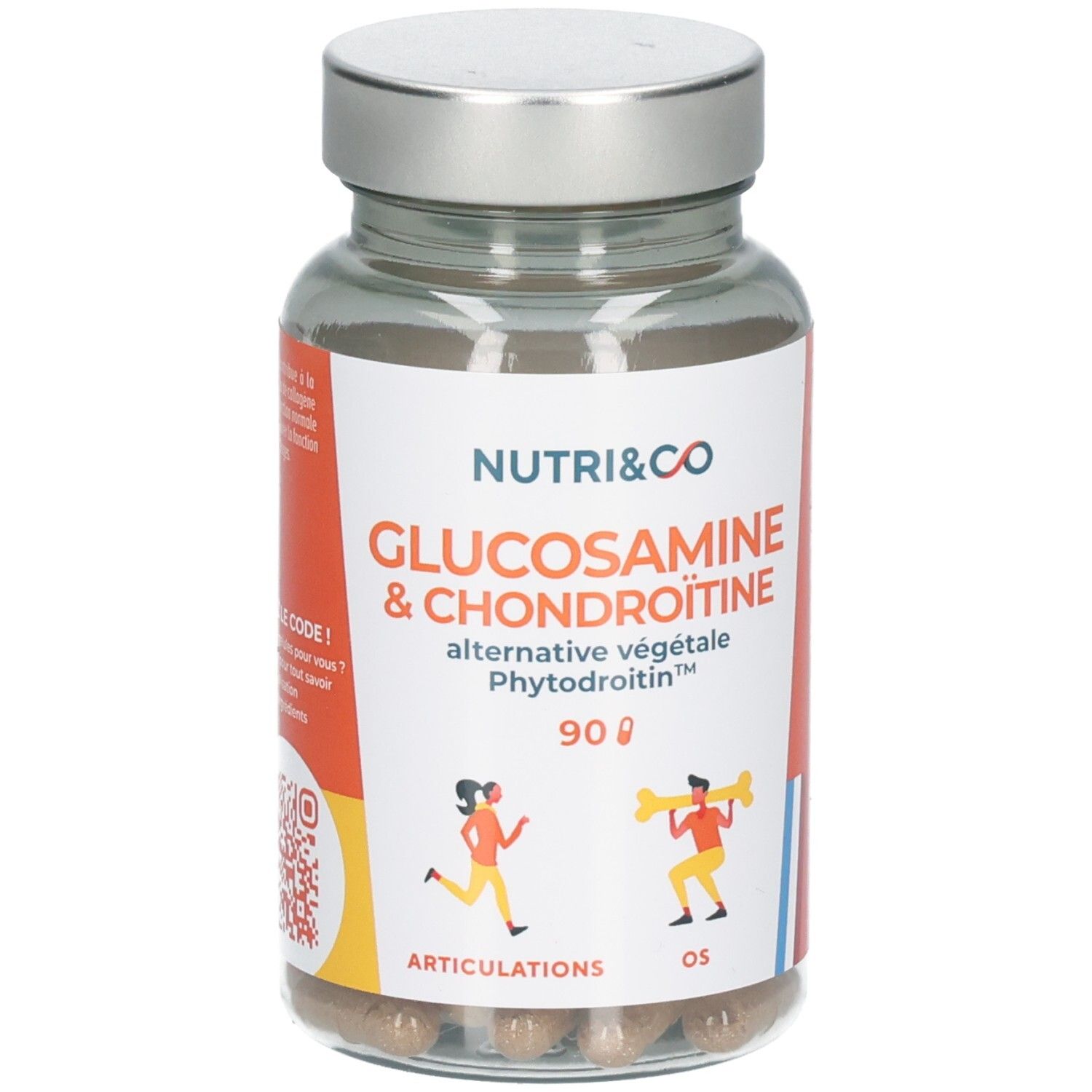 Nutri & Co Glucosamine & Chondroïtine gélules, 90 unités, vue de face.