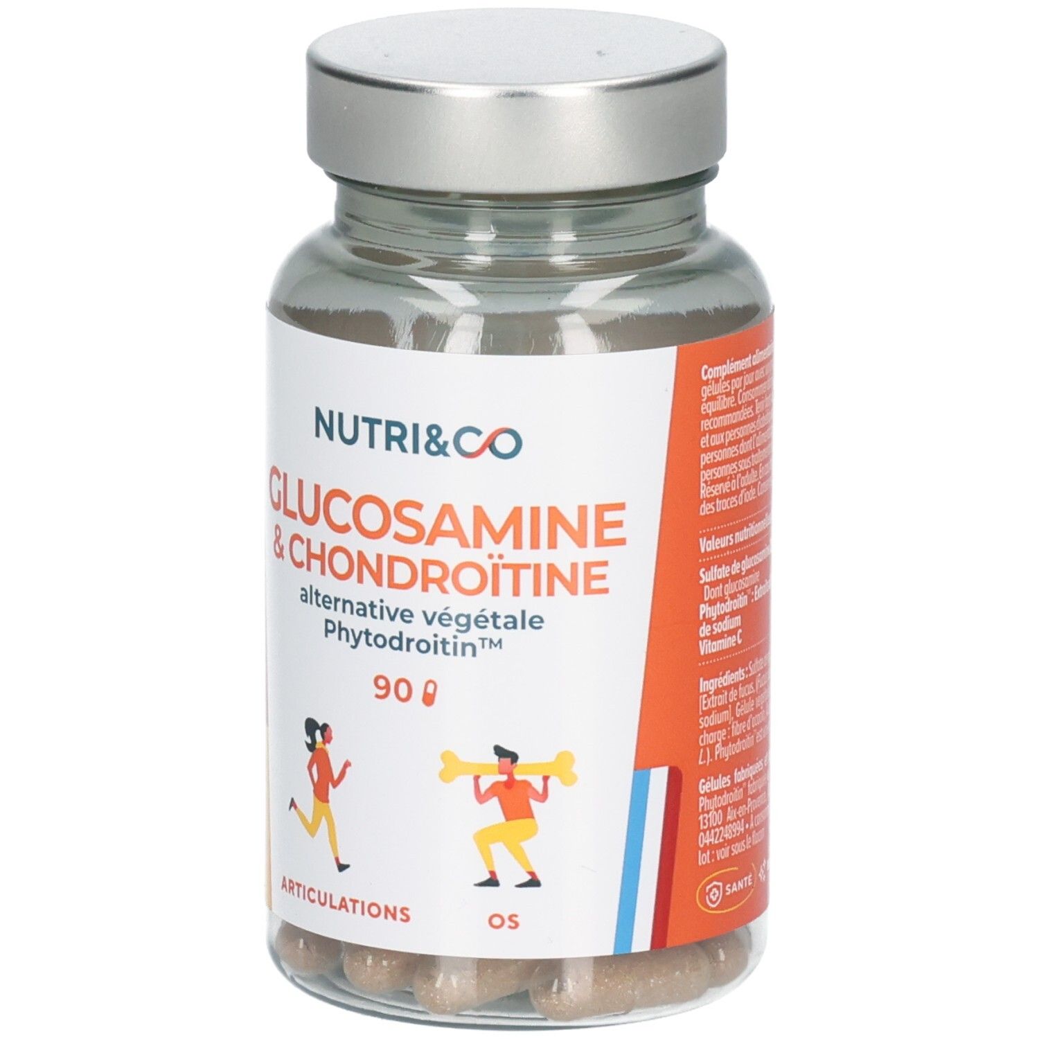 Nutri & Co Glucosamine & Chondroïtine gélules, 90 unités, vue frontale.