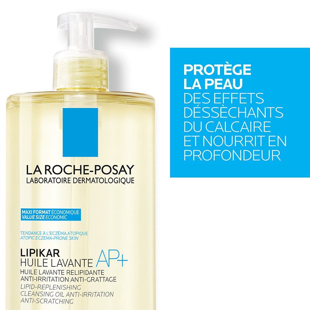 Huile lavante La Roche-Posay Lipikar AP+ avec distributeur à pompe.