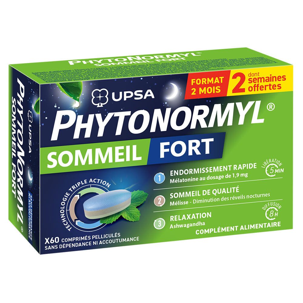 Boîte de 60 comprimés UPSA Phytonormyl Sommeil Fort.
