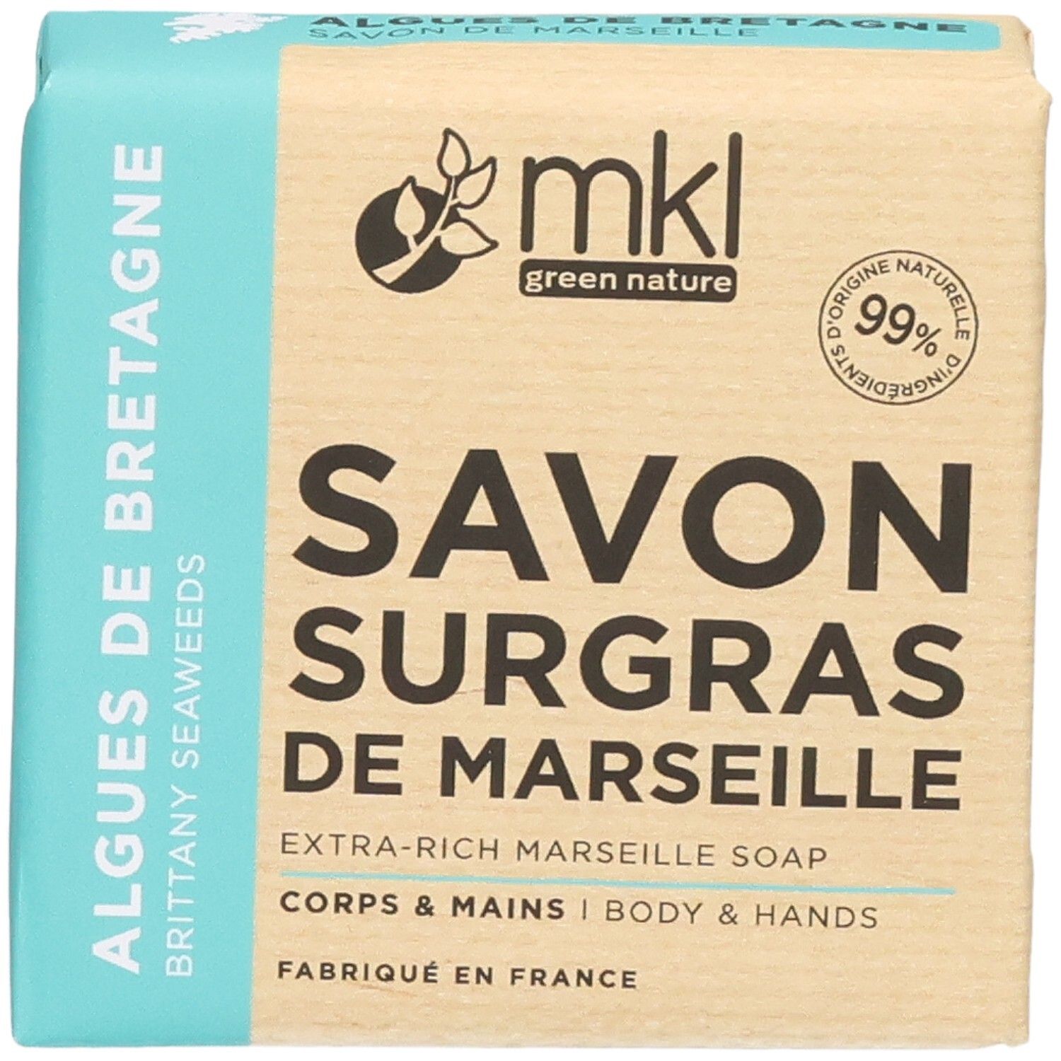 Avant du MKL Green Nature Savon Surgras aux Algues de Bretagne.