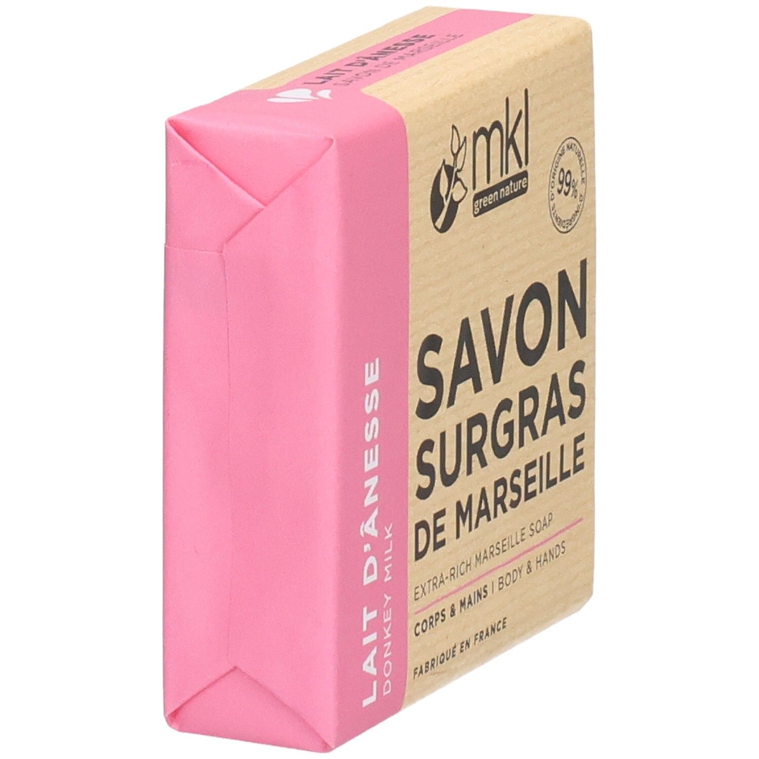 Savon MKL Green Nature au lait d'ânesse, 100g.