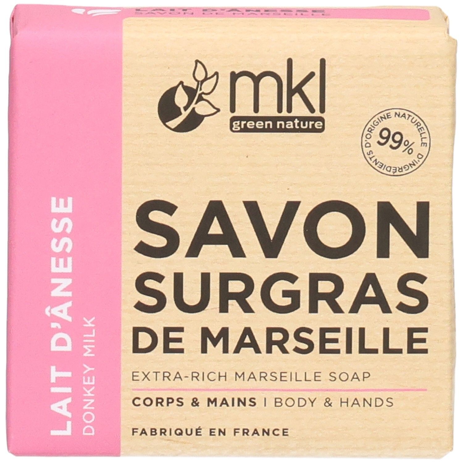 Savon MKL Green Nature au lait d'ânesse, 100g.
