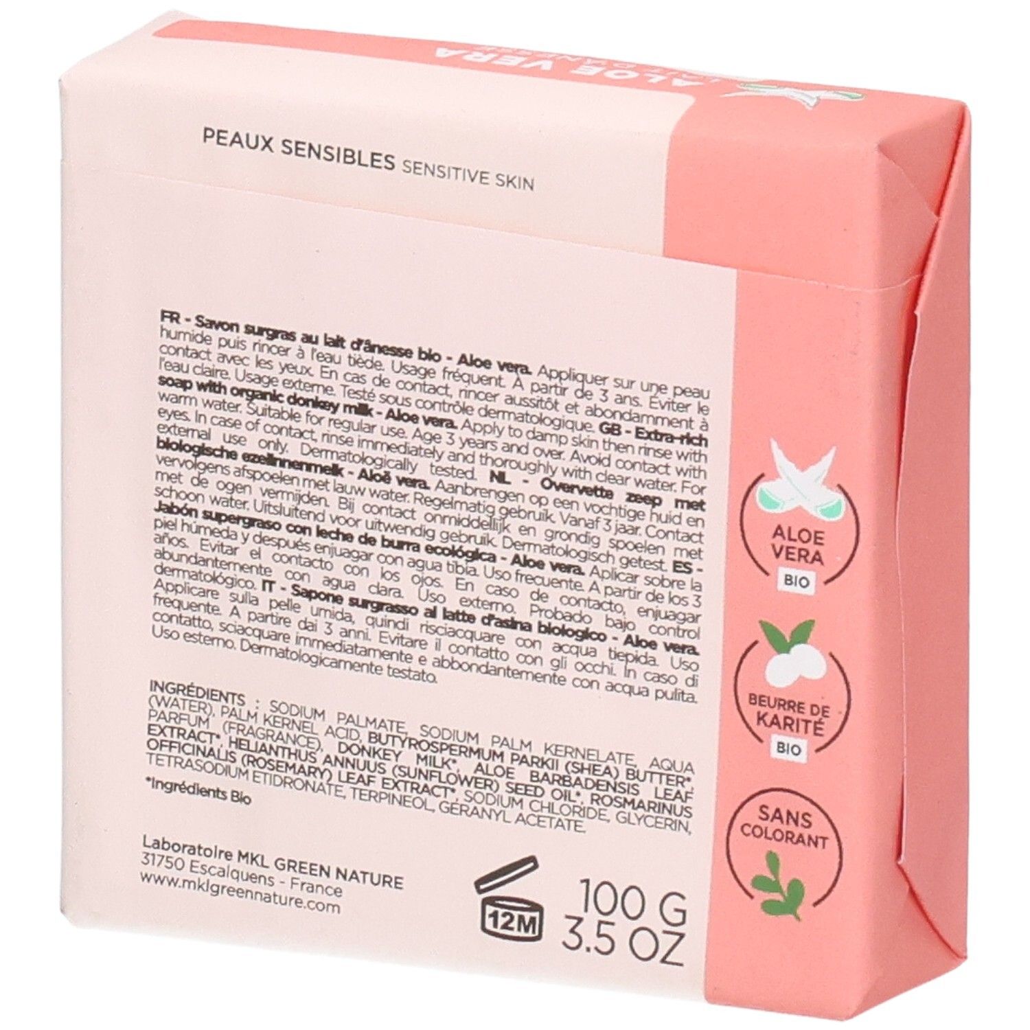 Savon au lait d'ânesse et aloe vera, 100g.