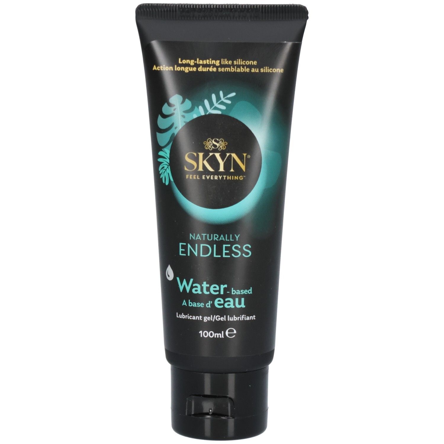 Tube noire avec logo et nom du produit. Texte : "NATURALLY ENDLESS". Lubrifiant à base d'eau.