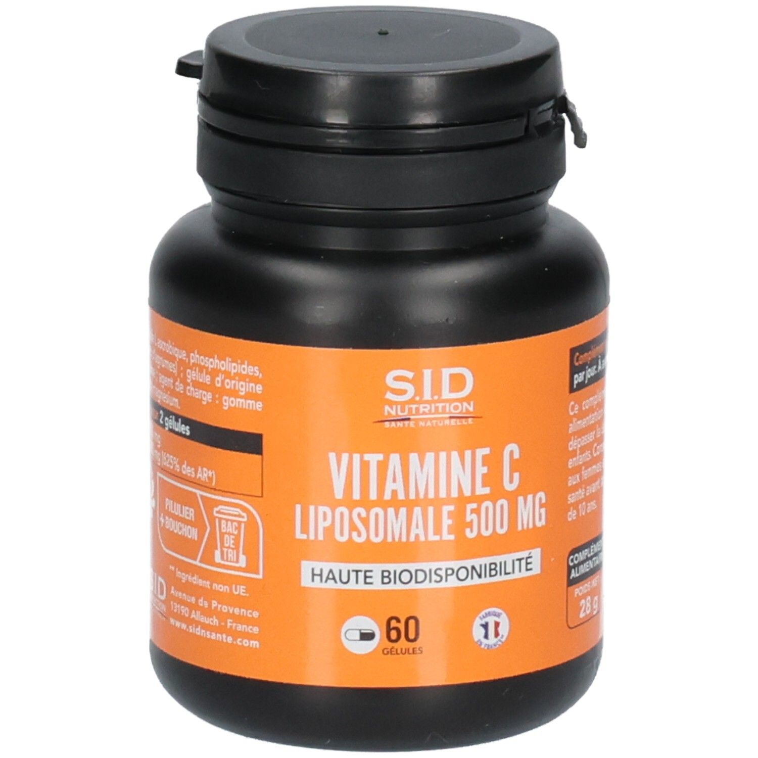 SID NUTRITION Vitamine C Liposomale 500 mg gélules, boîte de 60.