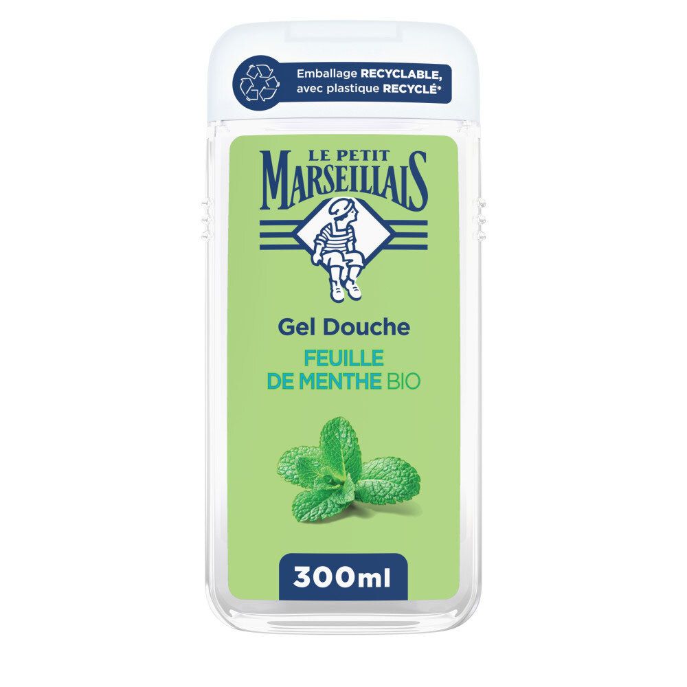 Gel douche Le Petit Marseillais Feuille de Menthe Bio, 300ml, face avant.