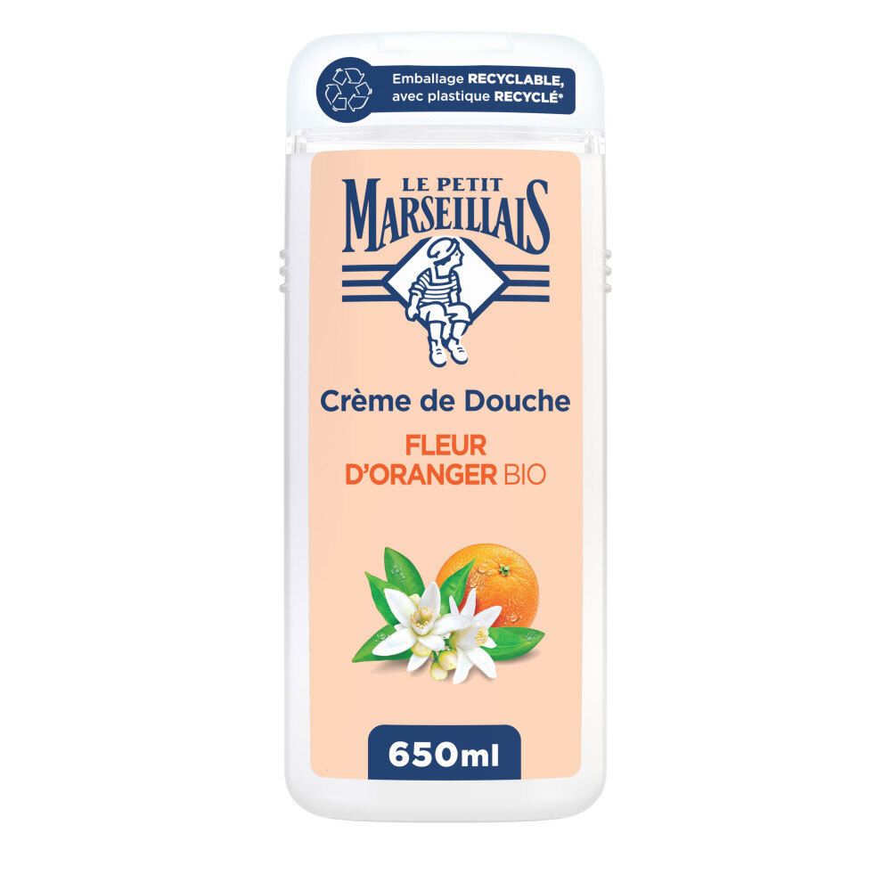 Le Petit Marseillais Crème de douche Fleur d'Oranger, flacon 650ml.