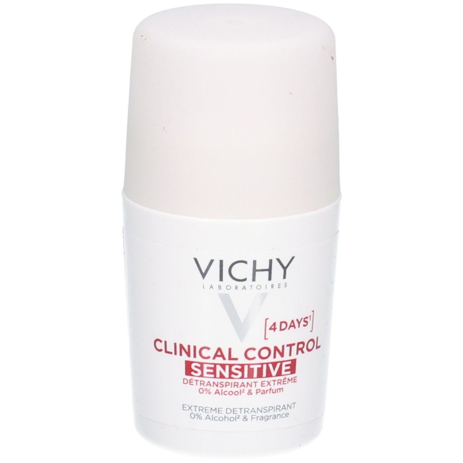 Déodorant Roll-On Vichy : Clinical Control Sensitive, 4 jours, 0% Alcool & Parfum.