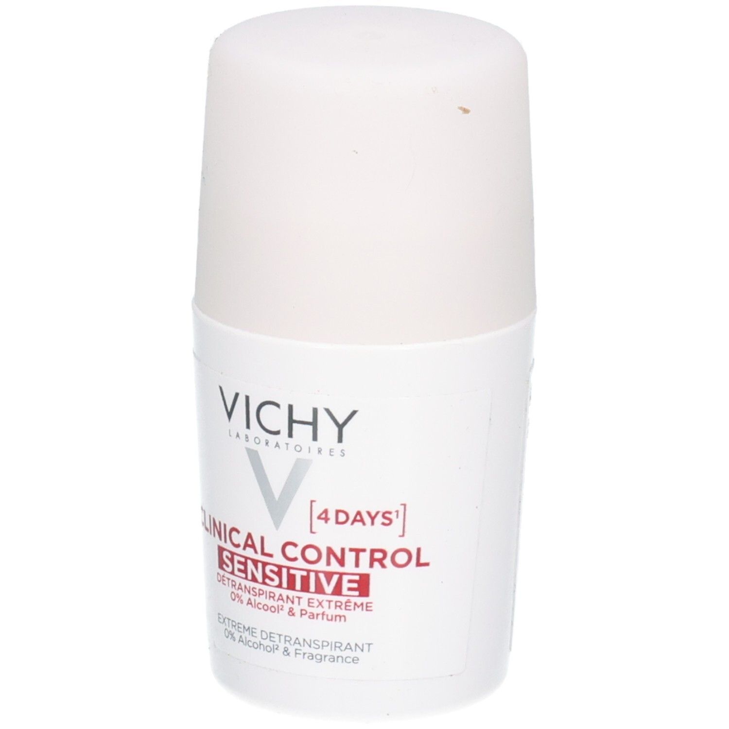 Déodorant Roll-On Vichy : Clinical Control Sensitive, 4 jours, 0% Alcool & Parfum.