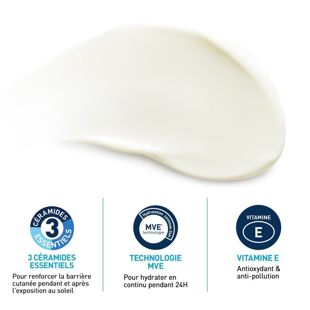 Ingrédients du produit: 3 céramides essentiels, technologie MVE, vitamine E. Texte sur l'action.