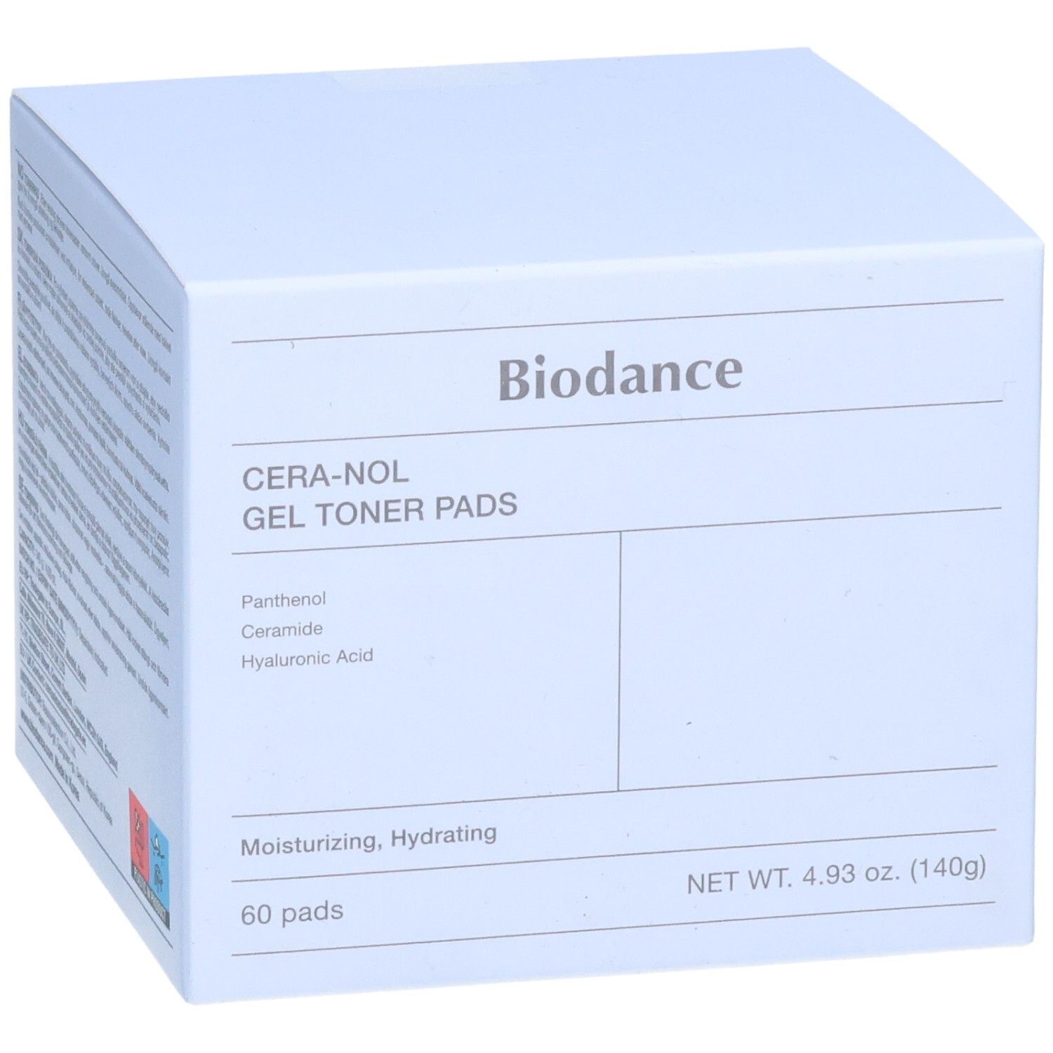 Emballage de Biodance CERA-NOL GEL TONER PADS, 60 tampons, hydratant.