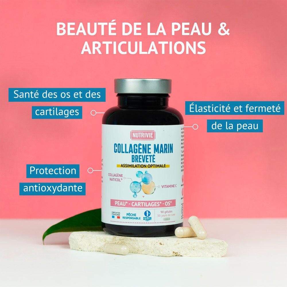 Pot NUTRIVIE Collagène Marin Breveté, pour la beauté de la peau et des articulations.