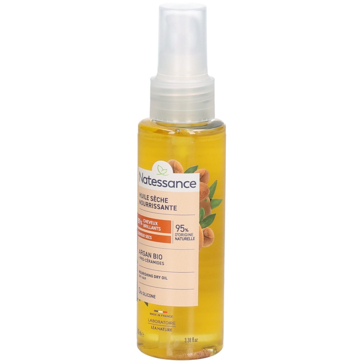Huile Capillaire Sèche Natessance Argan Bio, 100ml.