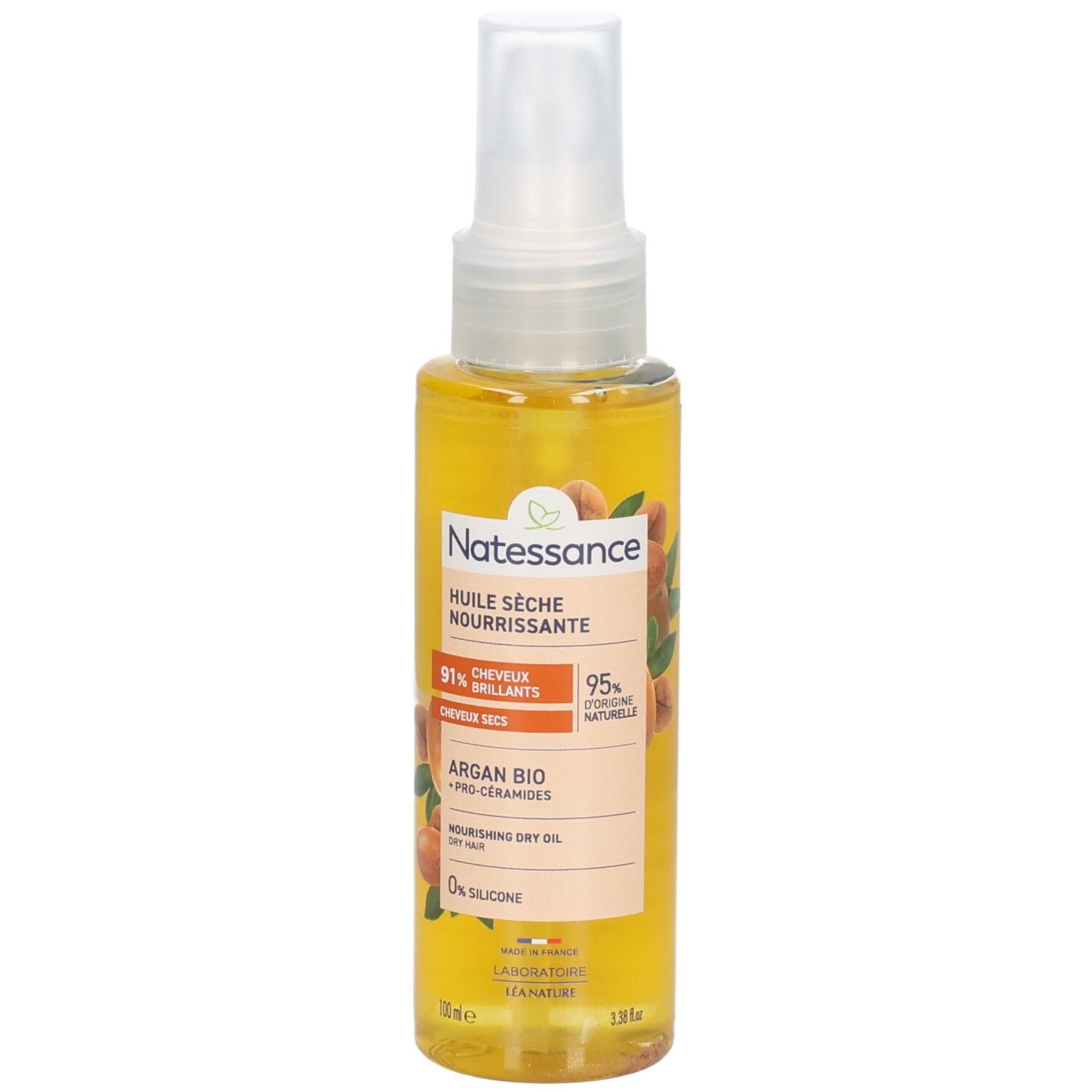 Huile Capillaire Sèche Natessance Argan Bio, 100ml.