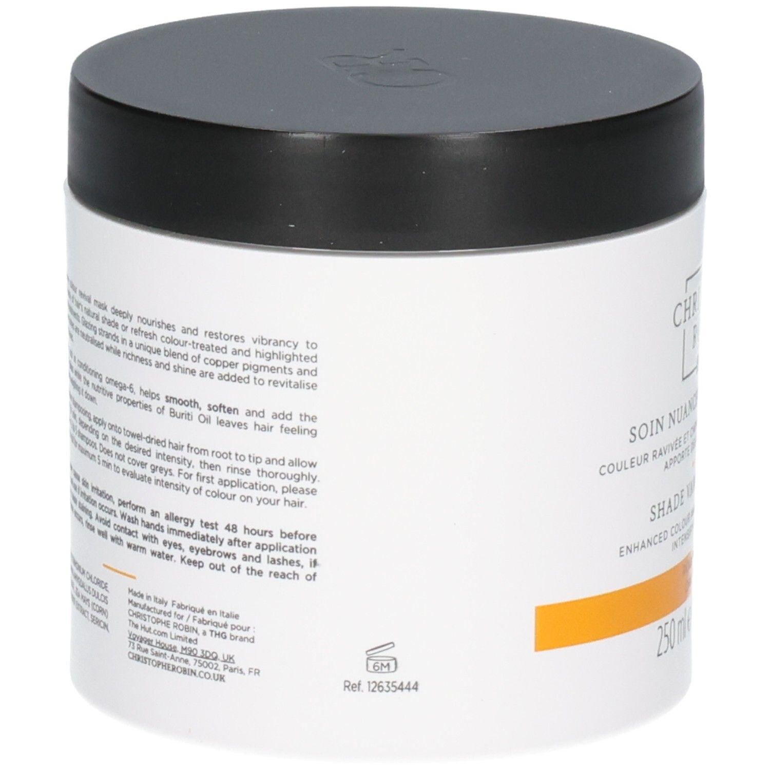 Dos de la Christophe Robin Masque Nuanceur de Couleur avec instructions.