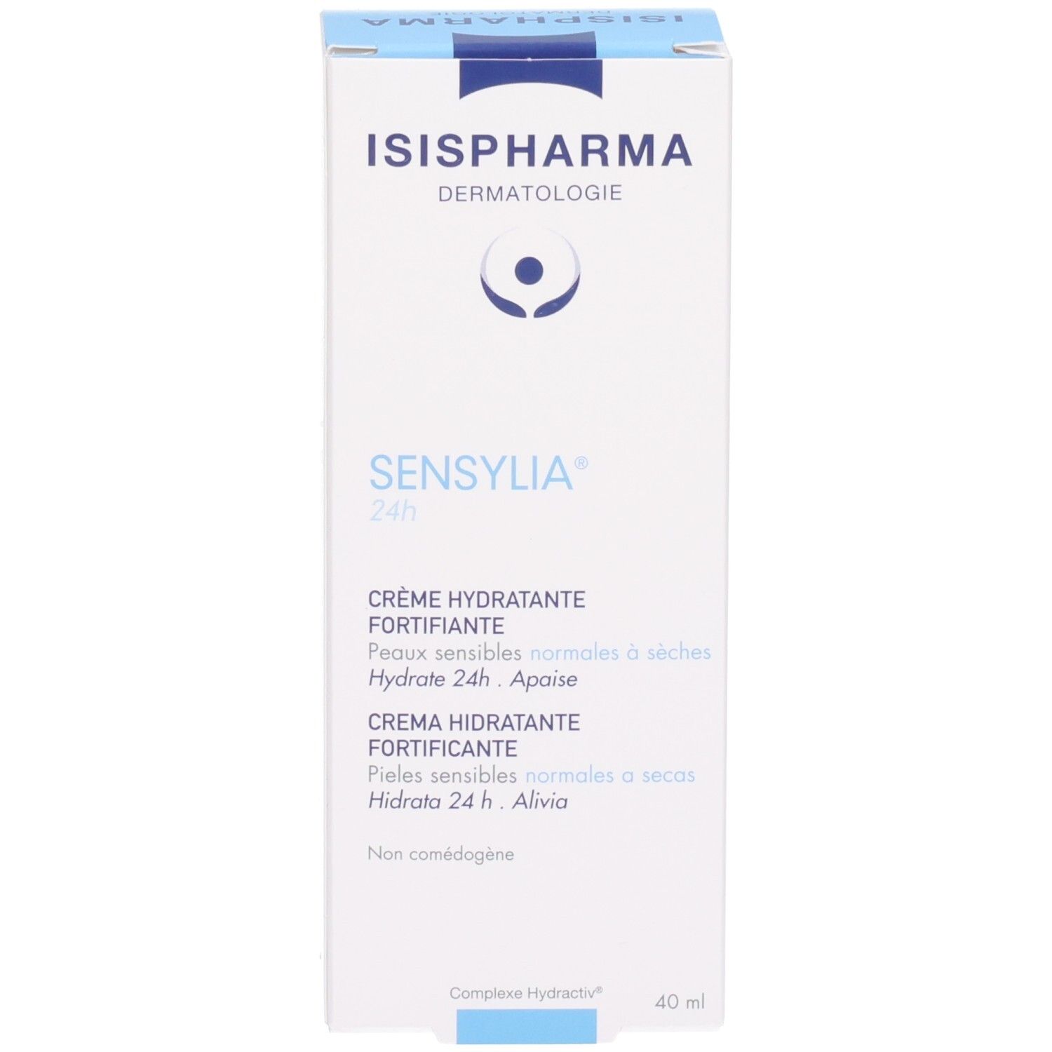 Face avant de la boîte de crème SENSYLIA 24H ISISPHARMA.