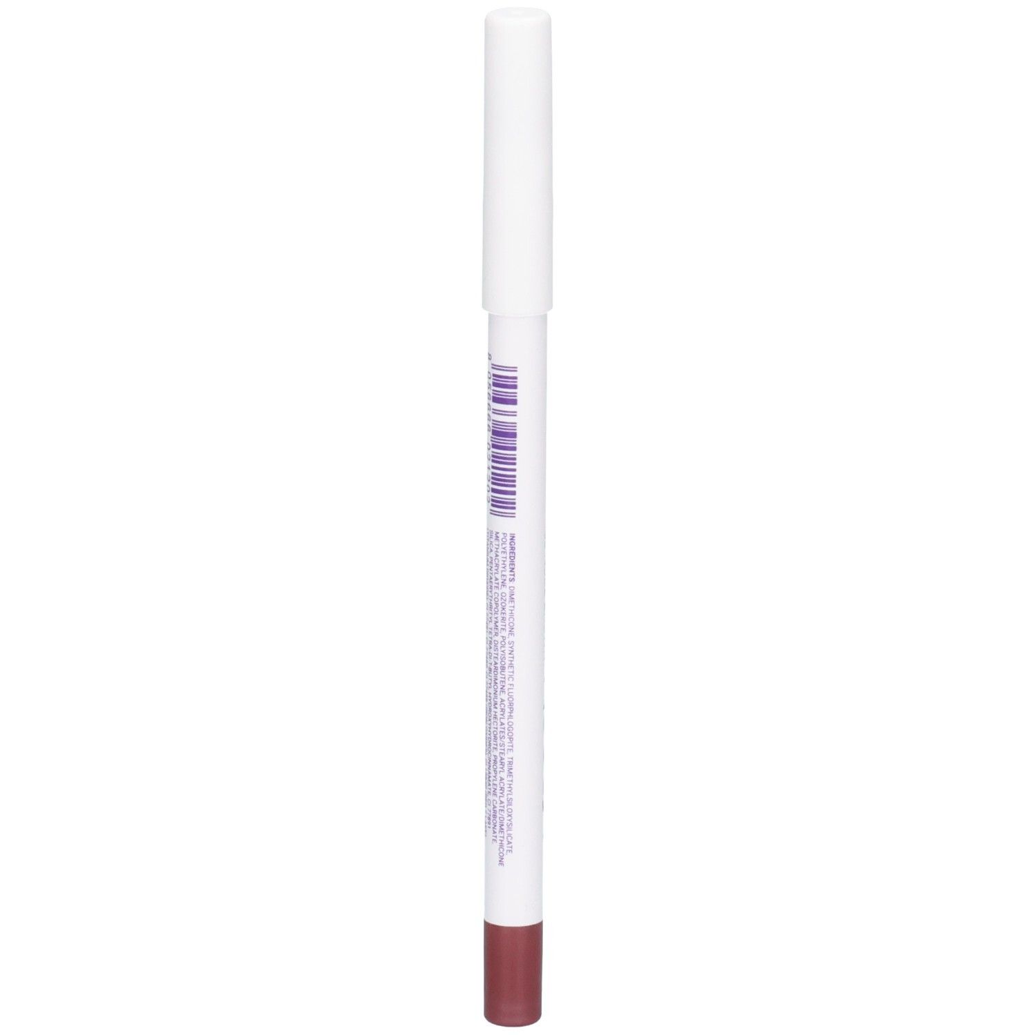 Crayon à lèvres ROUGJ+, waterproof, mat, teinte 03 Marron Nude. Dos avec code-barres et texte.