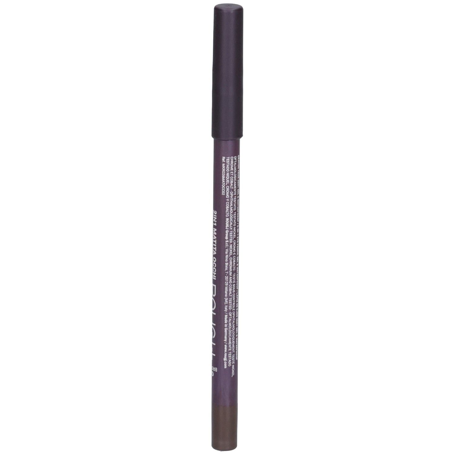 Crayon pour les yeux ROUGJ+ 2en1 Gel & Waterproof, dos avec texte.