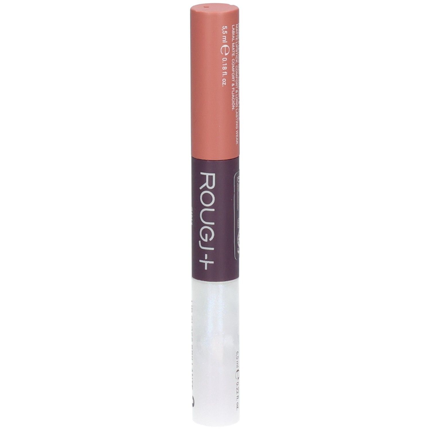 ROUGJ+ 2EN1 Tint&Shine Rouge à lèvres et gloss nude. 5.5ml.