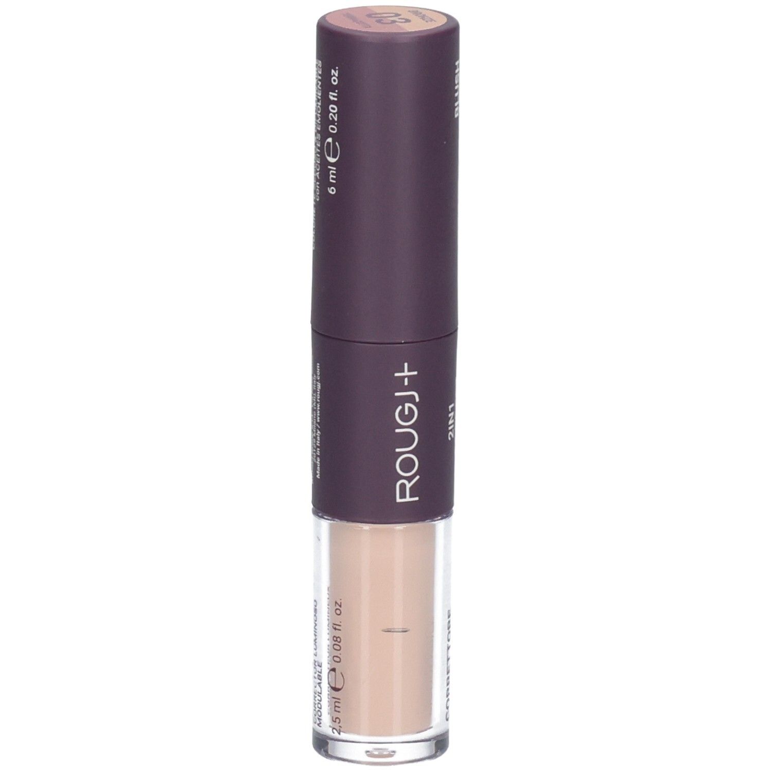 ROUGJ+ Correcteur et Blush 2-en-1 teinte Nude. 6ml Blush, 2.5ml Correcteur.