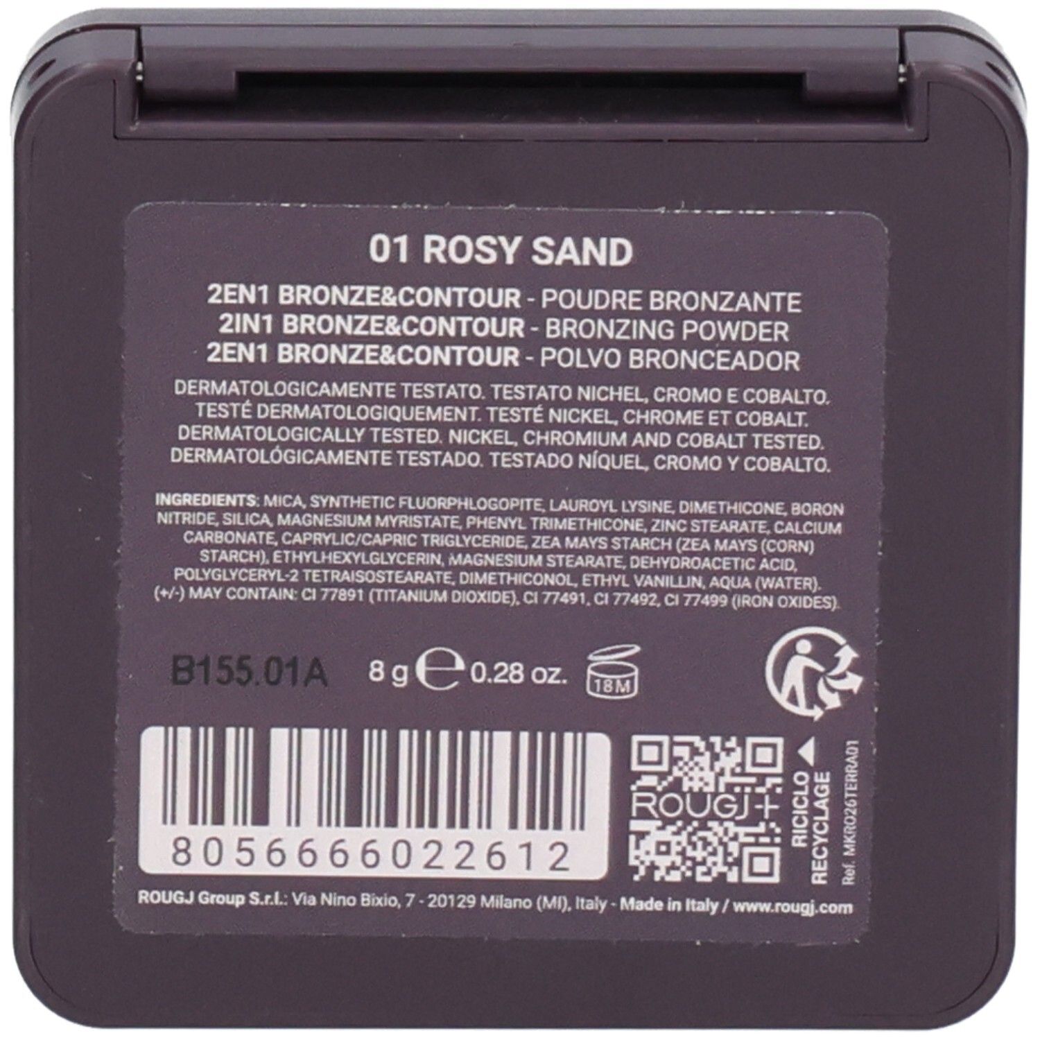 Poudre ROUGJ+ 2EN1 Bronze & Contour, 01 Rosy Sand, 8g.